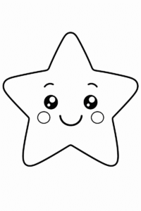Easy smiling star coloring page for kids featuring one large happy star with thick outlines and wide spaces
